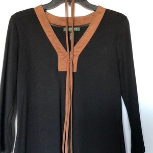 Lauren Ralph Lauren Black Dress with Suede Trim and Belt